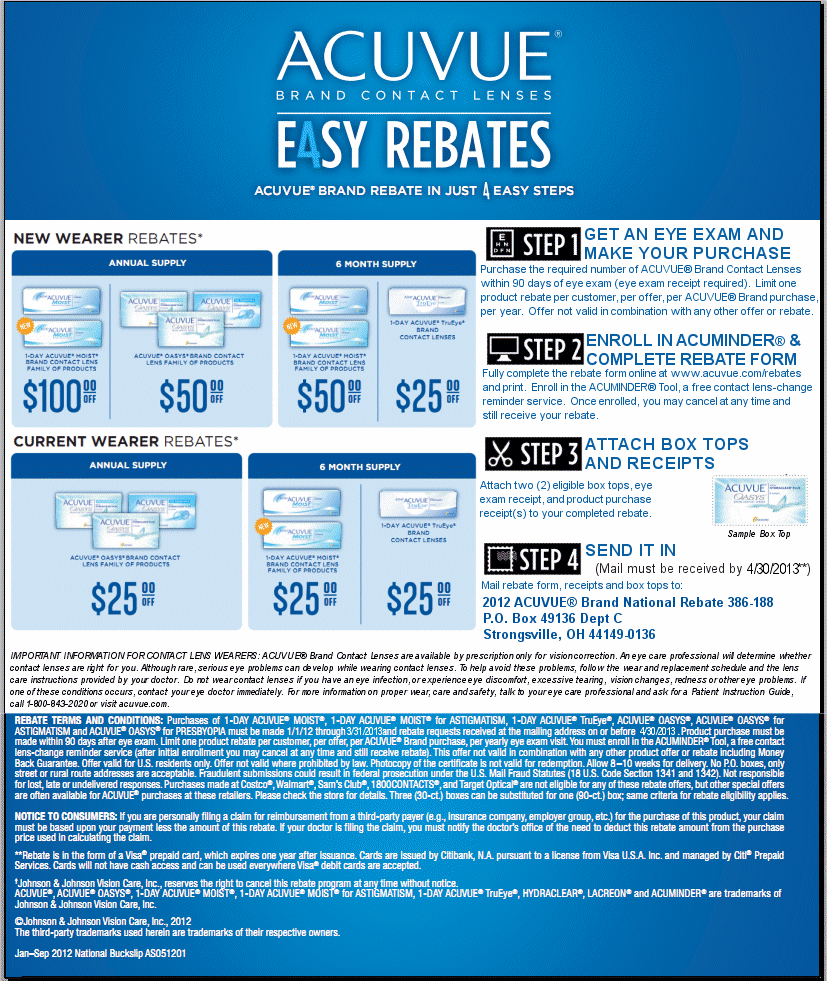 Acuvue Oasys Mail In Rebate