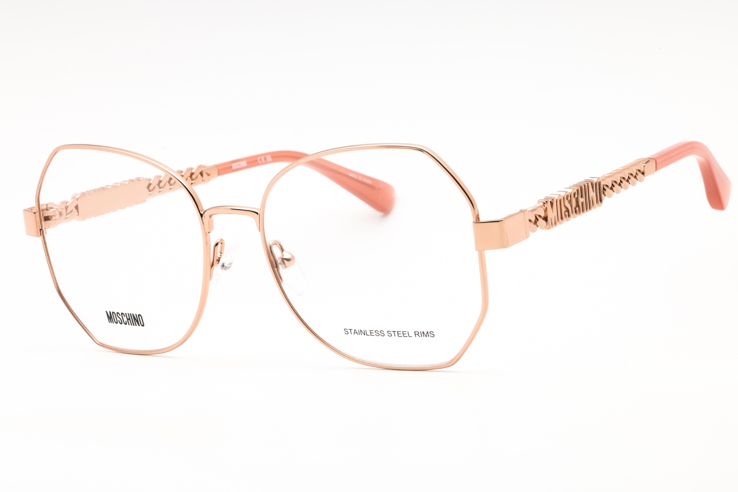 MOSCHINO Sunglasses Pink Frame Rose Gold NWT MOSCHINO Vintage Sunglasses Oval Rectangular M3111S Gold  main image 3