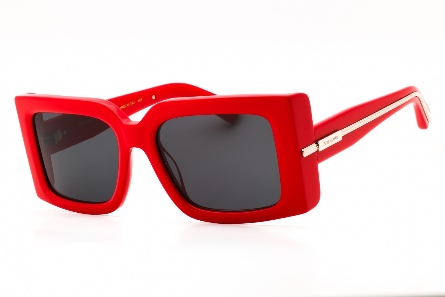 Red Ferragamo Rectangular Sunglasses with Dark Lens Salvatore Ferragamo Sunglasses Square Full Rim, Dark Green  main image 2