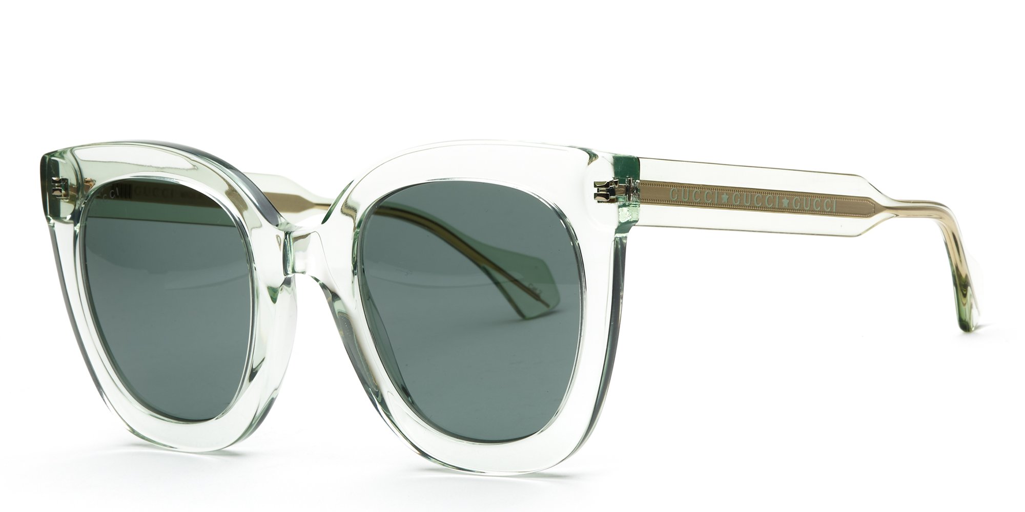 ?- New Authentic Gucci™ GG0564S 003 51 - Light-Blue Gucci Square Logo Frame Sunglasses Light Blue/Purple  main image 3