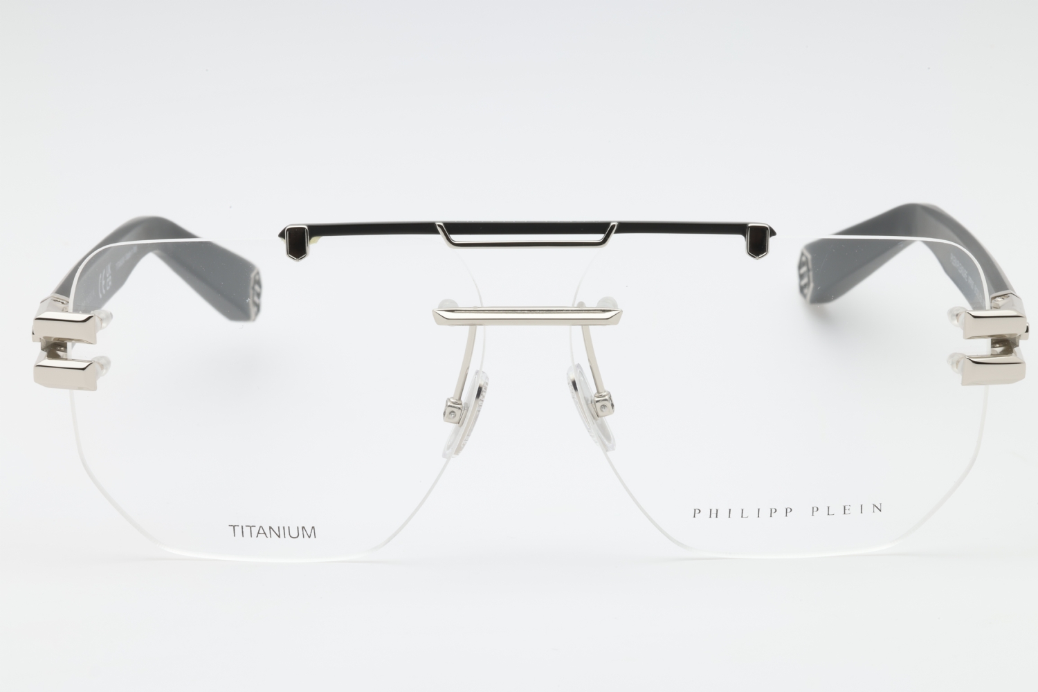 Philipp Plein VPP087M Eyeglasses Gunmetal Metal Aviator Philipp Plein VPP087M 0302 Titanium Eyeglasses Men main image 3