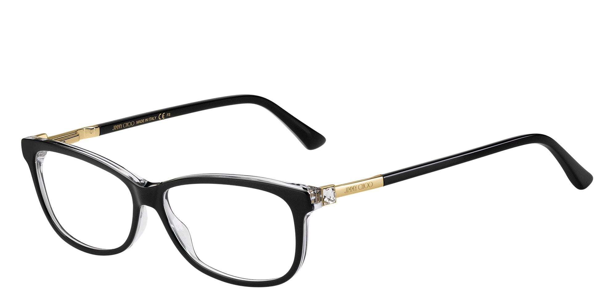 Black Crystal Jimmy Choo JC273 Eyeglasses — Rectangle | Postalcontacts
