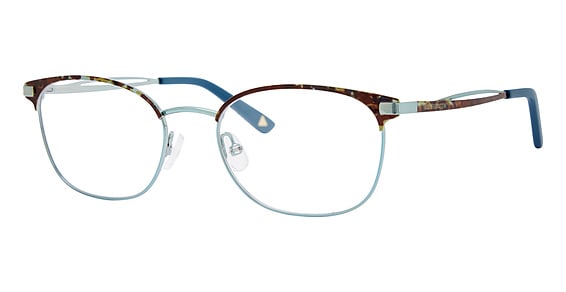 Liz Claiborne L 485 - Havana Teal, Stainless Steel, Oval frame