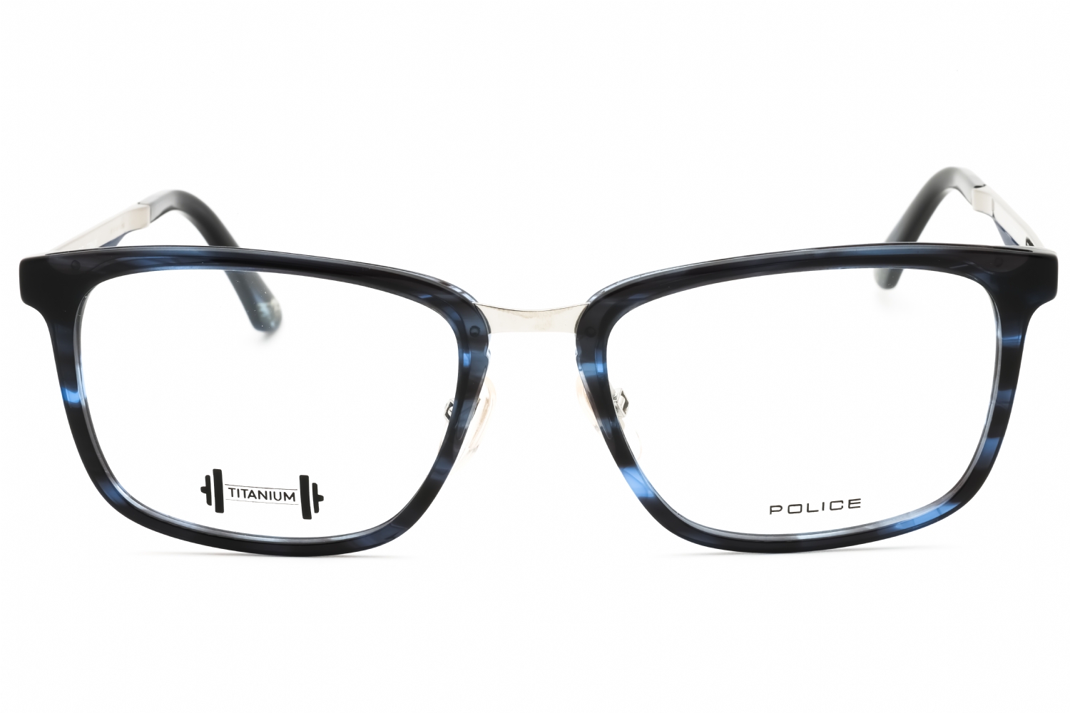 Police VPL684 - Striped Blue, Acetate, Rectangle frame