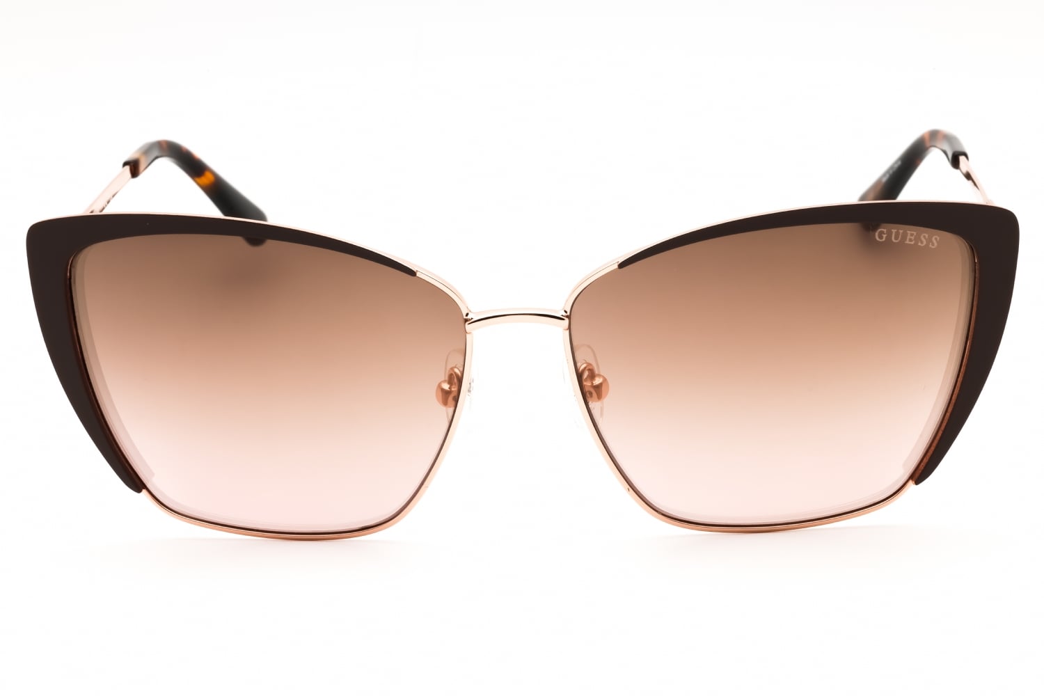Guess GU7743 - Shiny Dark Brown, Metal, Cat Eye frame
