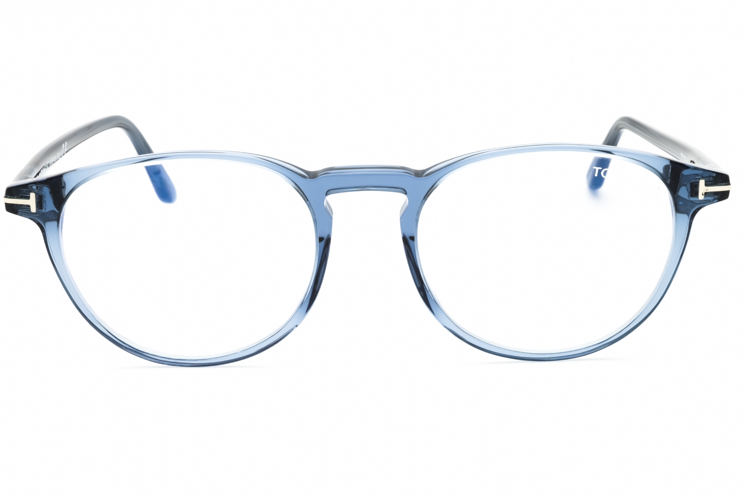 Tom Ford FT5803-B - Shiny Blue/clear, Acetate, Round frame