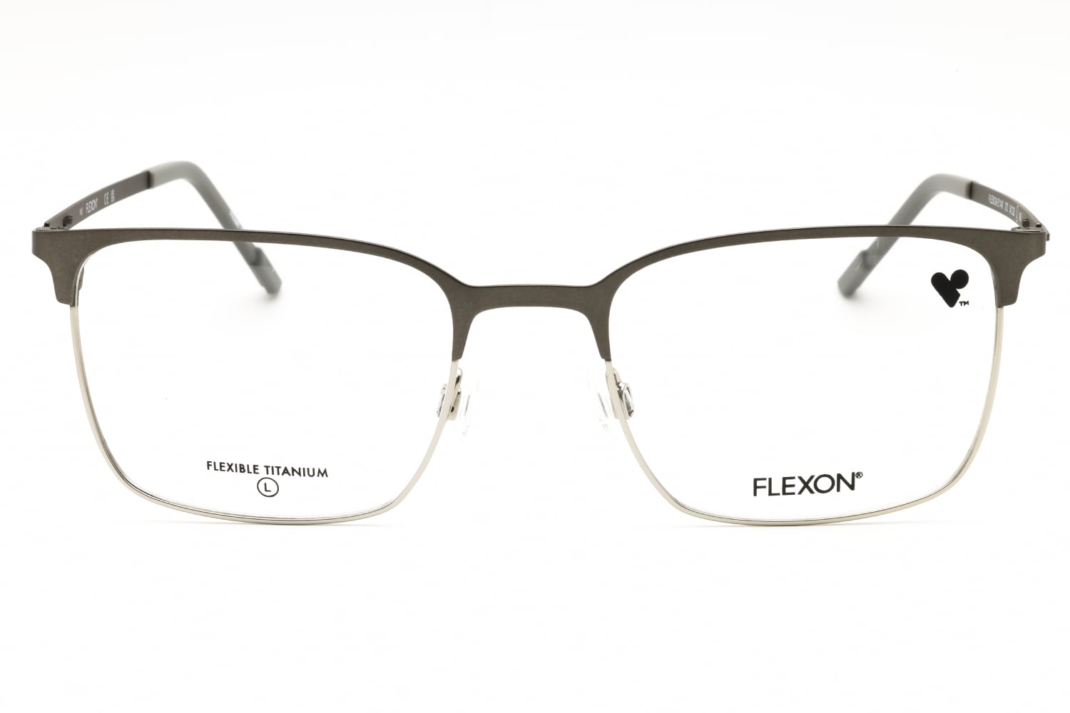 Flexon FLEXON E1140 - Matte Gunmetal/silver, Metal, Rectangle frame