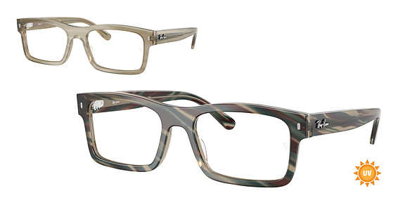 Ray-Ban RX5435F - Photo Striped Grey, Plastic, Rectangle frame
