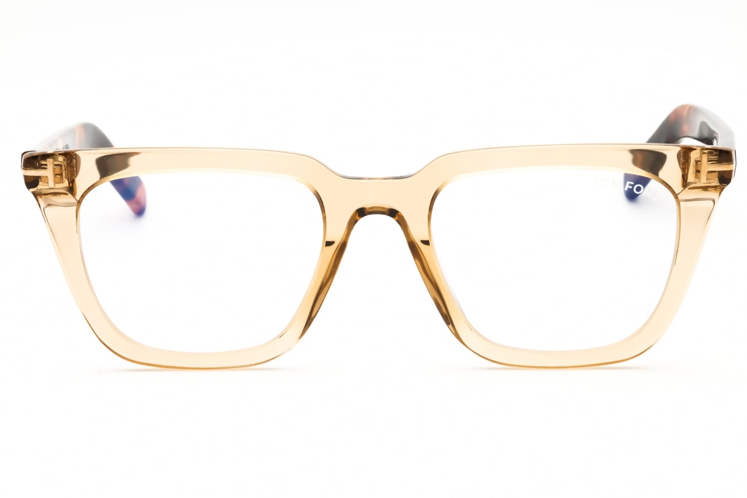 Tom Ford FT5963-B - Shiny Light Brown/clear, Acetate, Rectangle frame