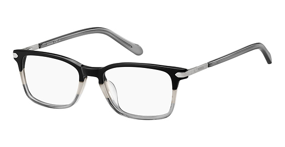 Fossil FOS 7075/G - Striped Black Grey, Acetate, Rectangle frame