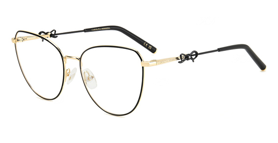 Carolina Herrera HER 0220 - Black Gold, Metal, Rectangle frame