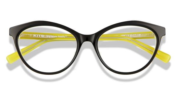 KITS Arbutus Primo Lift-offâ„¢ - Black / Yellow / Clear, Acetate, Cat Eye frame