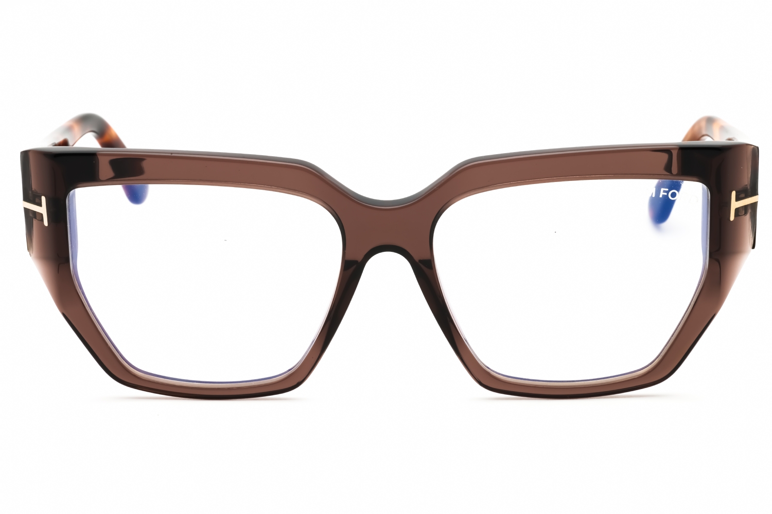 Tom Ford FT5951-B - Shiny Dark Brown/clear, Acetate, Cat Eye frame