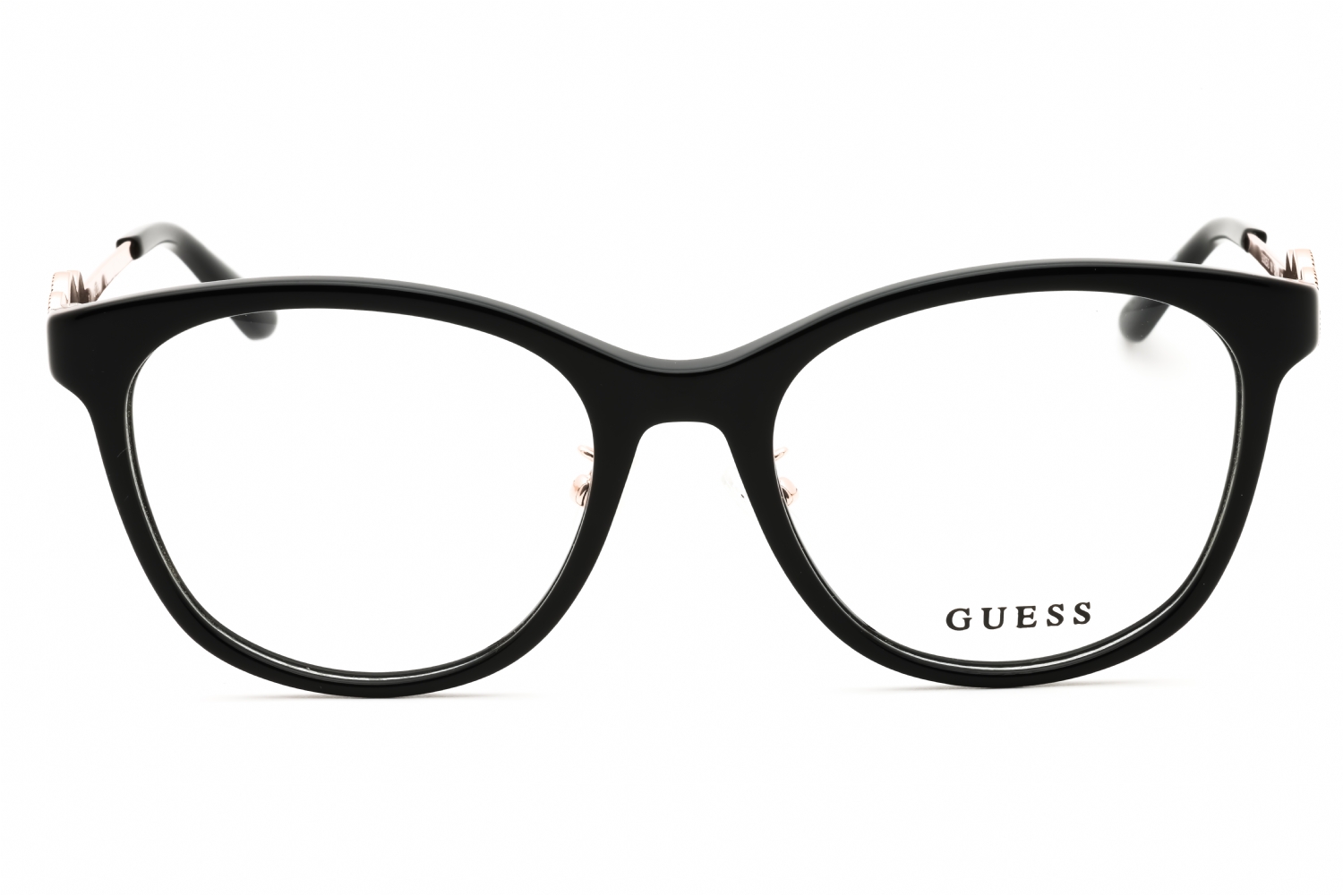 Guess GU50255-D - Shiny Black, Acetate, Round frame