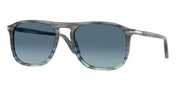 Persol PO3392S - Grey Striped Blue, Plastic, Rectangle frame