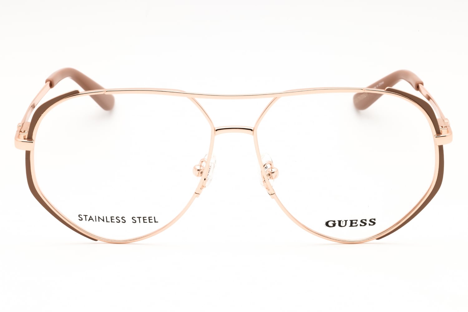 Guess GU50247 - Matte Beige / Shiny Rose Gold, Metal, Aviator frame
