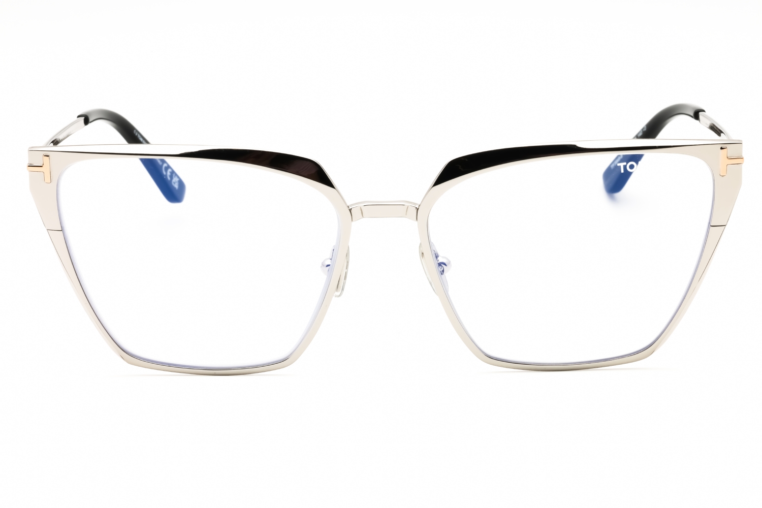 Tom Ford FT5945-B - Shiny Palladium/clear, Metal, Cat Eye frame