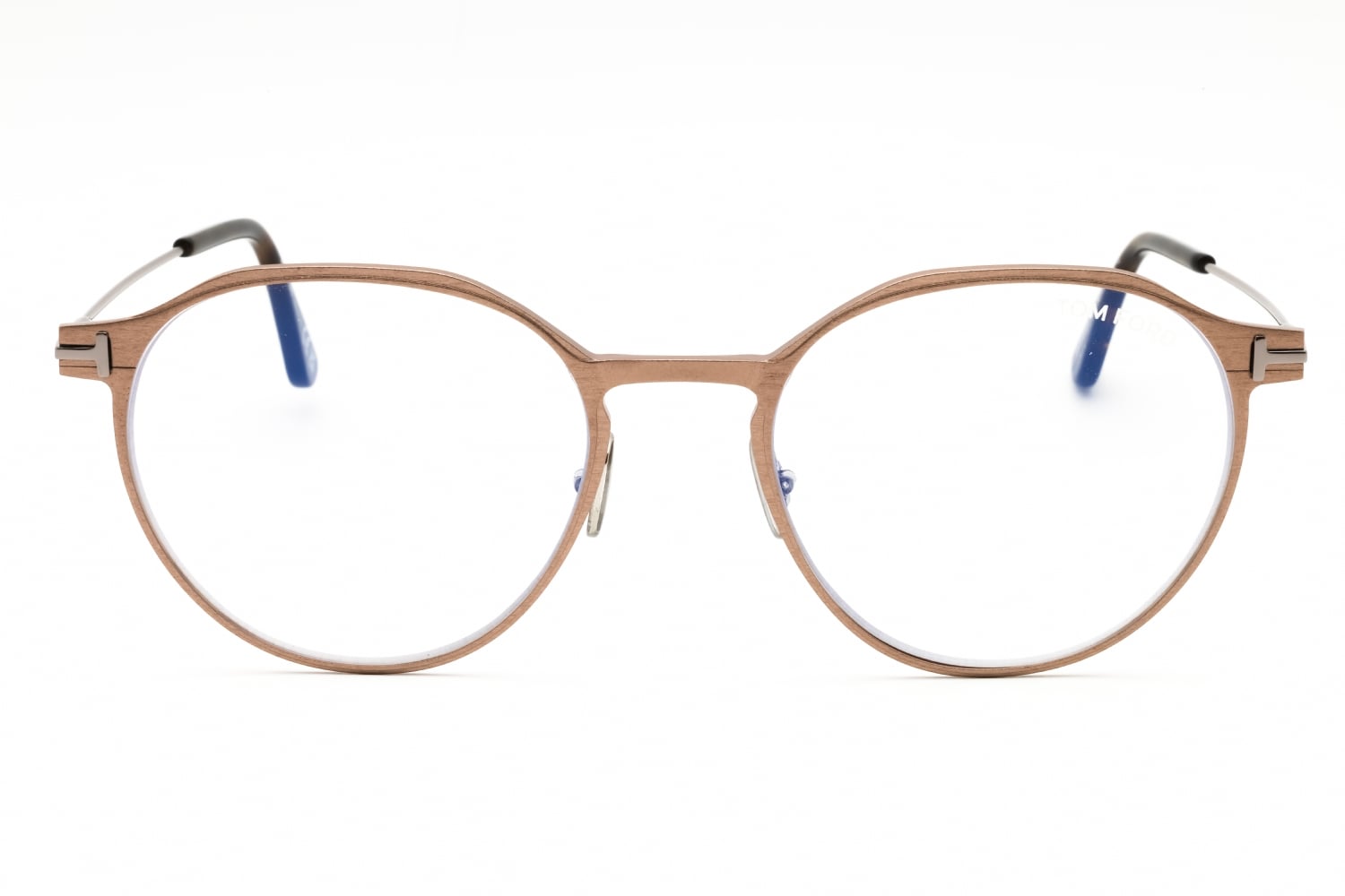 Tom Ford FT5866-B - Matte Light Bronze/clear, Metal, Round frame