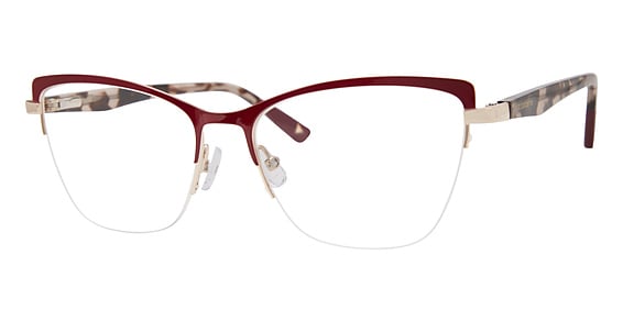 Liz Claiborne L 686 - Burgun Red, Stainless Steel, Geometric frame