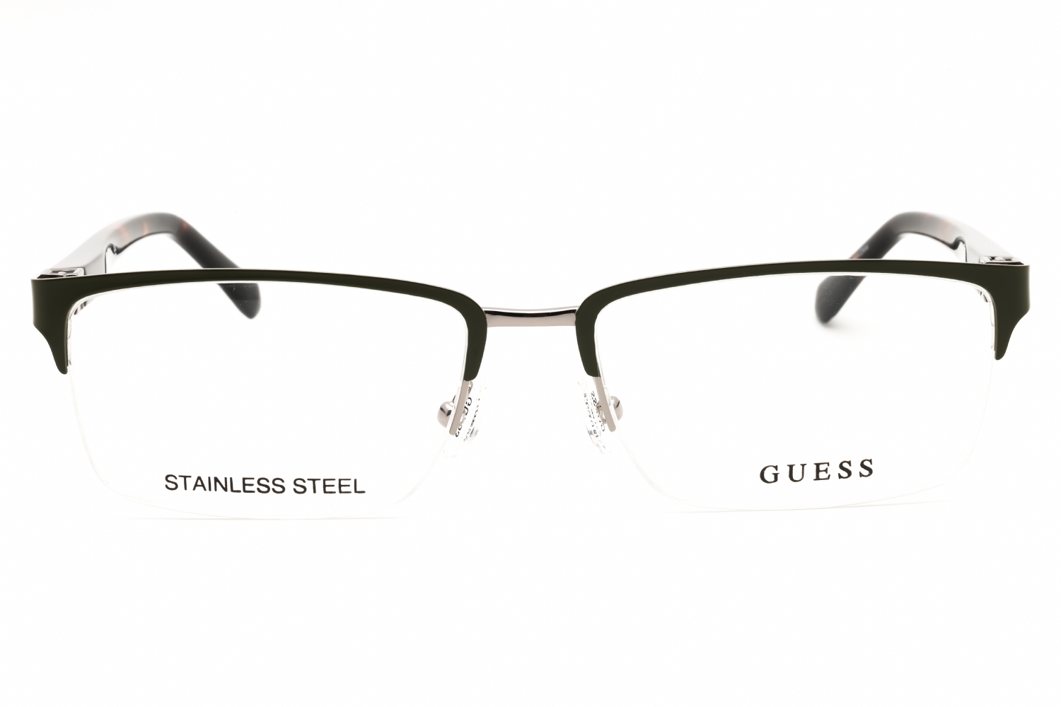Guess GU50191 - Matte Dark Green Dark Havana, Metal, Rectangle frame
