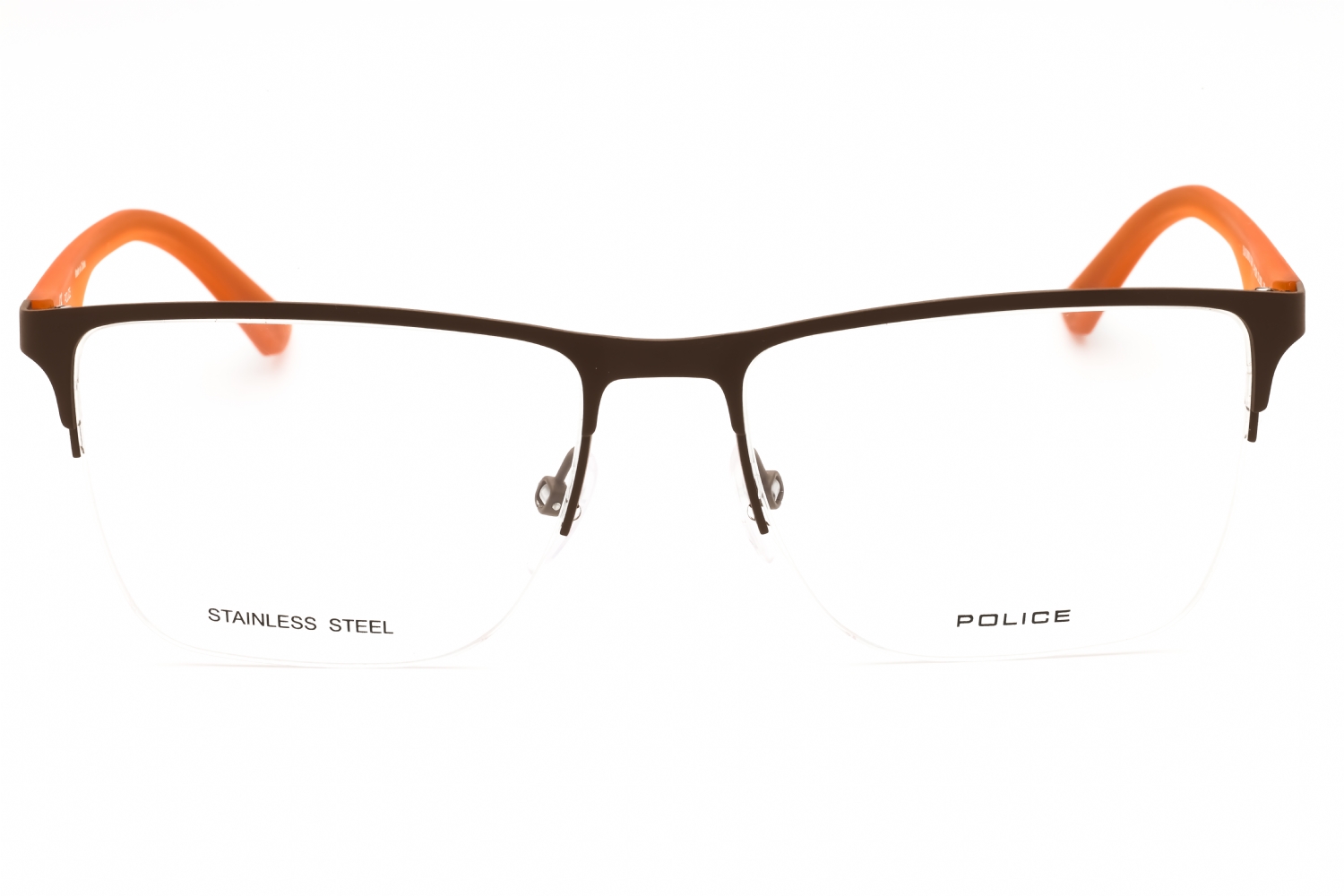 Police VPL398 - Shiny Dark Brown, Metal, Rectangle frame