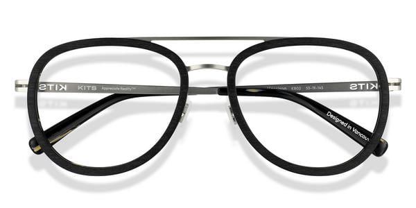 KITS Harrison - Matte Black / Matte Silver Temple, Acetate, Aviator frame