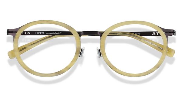 KITS Jean - Matte Off White / Matte Gunmetal Temple, Acetate, Round frame