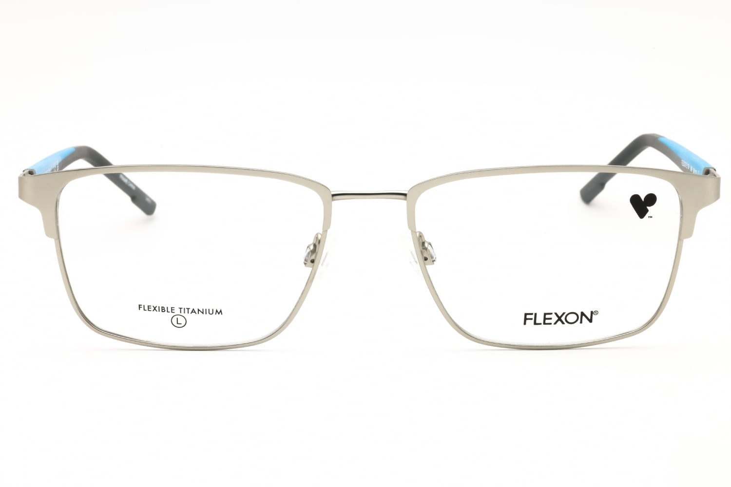 Flexon FLEXON E1154 - Satin Silver/ Cerulean, Metal, Rectangle frame
