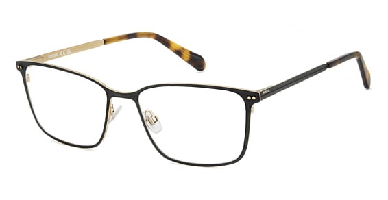 Fossil FOS 7174/G - Matte Black Havana, Metal, Rectangle frame
