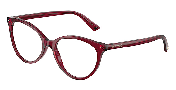 Jimmy Choo JC3047 - Transparent Cranberry, Plastic, Cat Eye frame